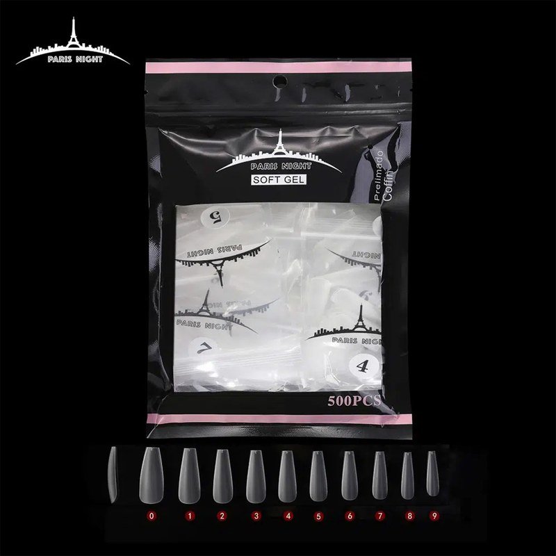 TIPS SOFT GEL PRELIMADO COFFIN x500 EN BOLSA - Imagen 1