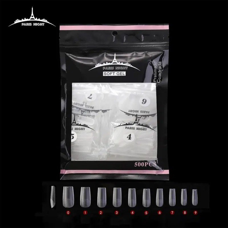 TIPS SOFT GEL PRELIMADO CUADRADA x500 EN BOLSA - Imagen 1
