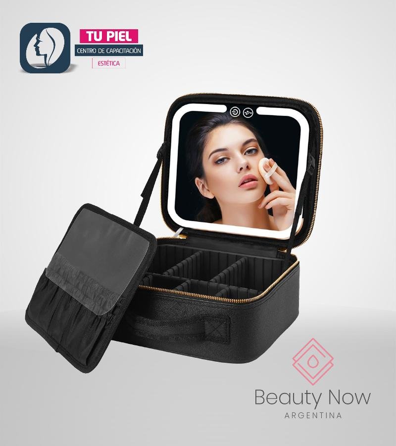BOLSO ORGANIZADOR DE COSMÉTICOS CON ESPEJO Y LUZ LED