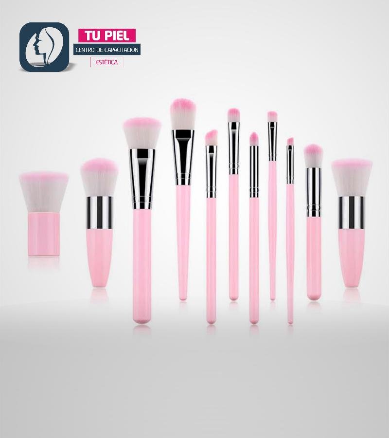 KIT BROCHAS DE MAQUILLAJE ROSADO x11 UNIDADES