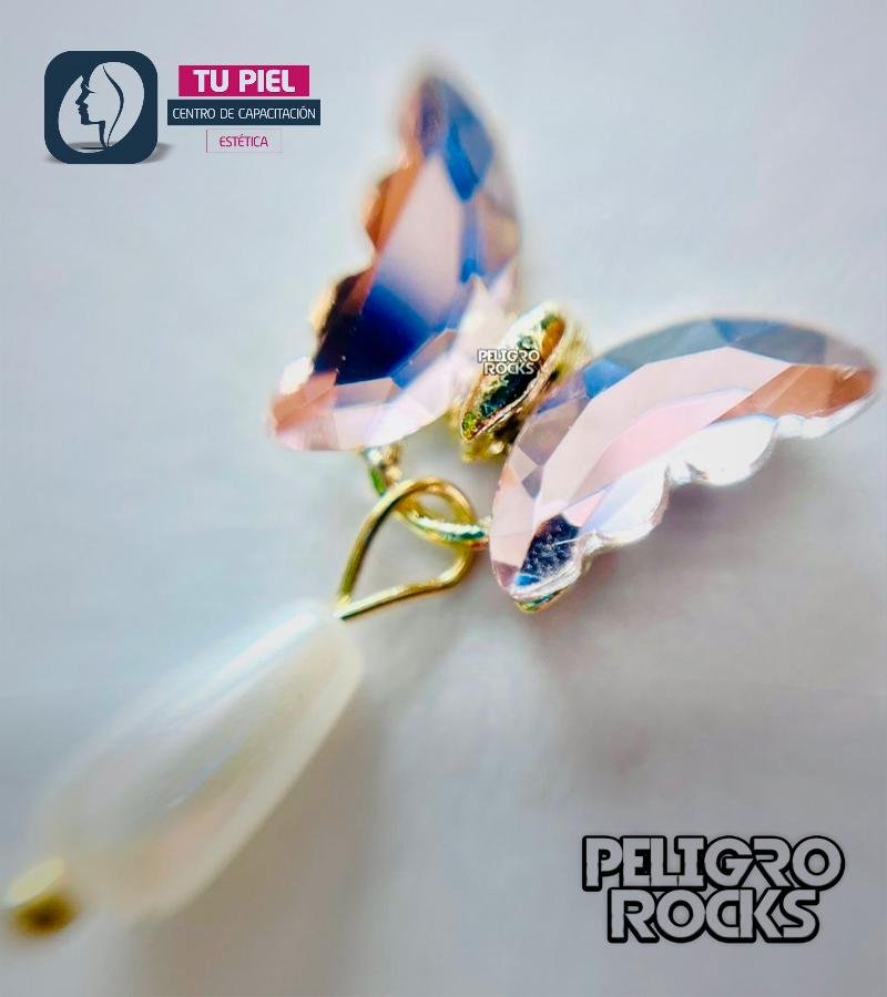 MARIPOSA ROSE PERLA COLGANTE 14mm