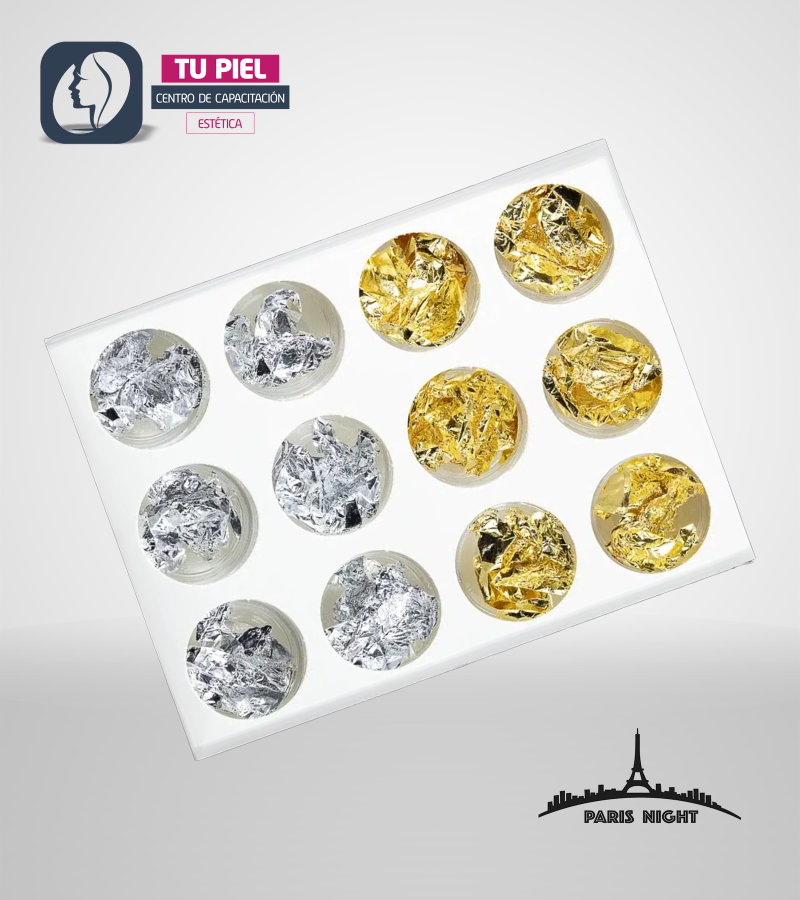 OROPEL COMÚN | Dorado y Plateado | Set x12 decoración uñas | 21040