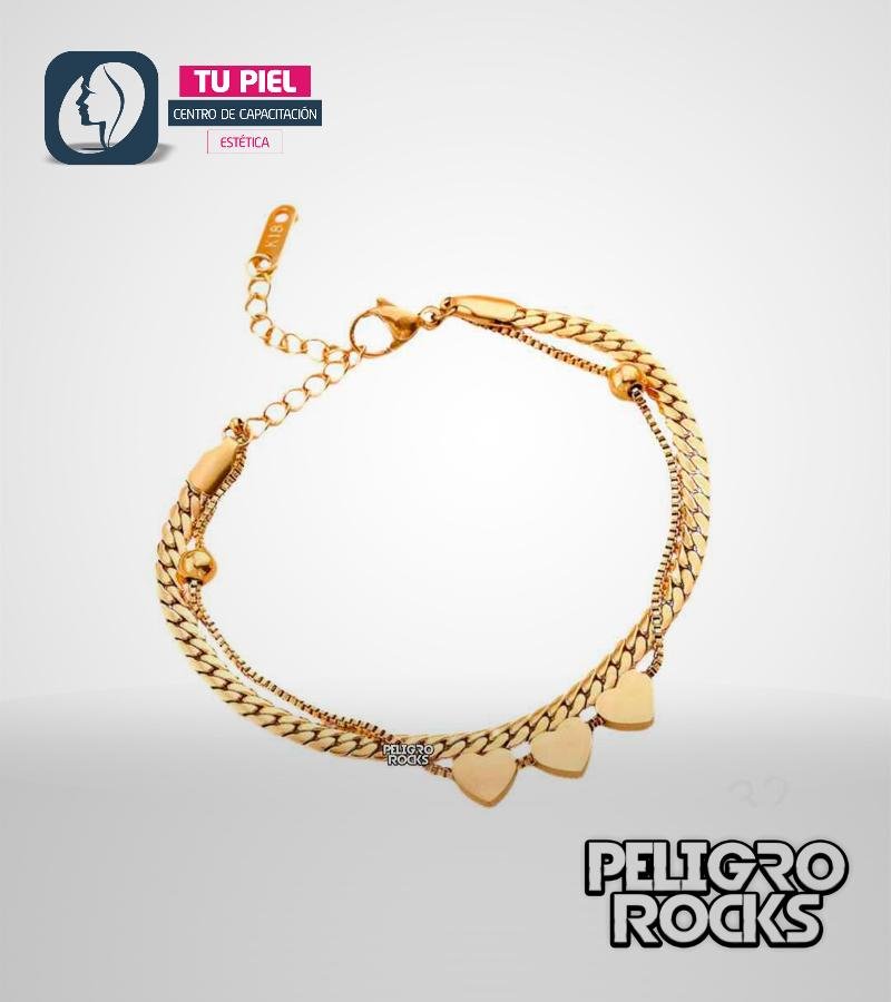 PULSERA CORAZONES ORO x1u