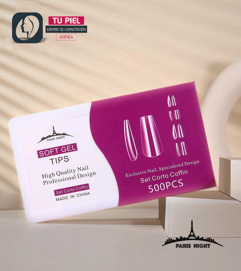 TIPS PRESS ON || SOFT GEL COFFIN TRANS SMALL x500pcs EN CAJA