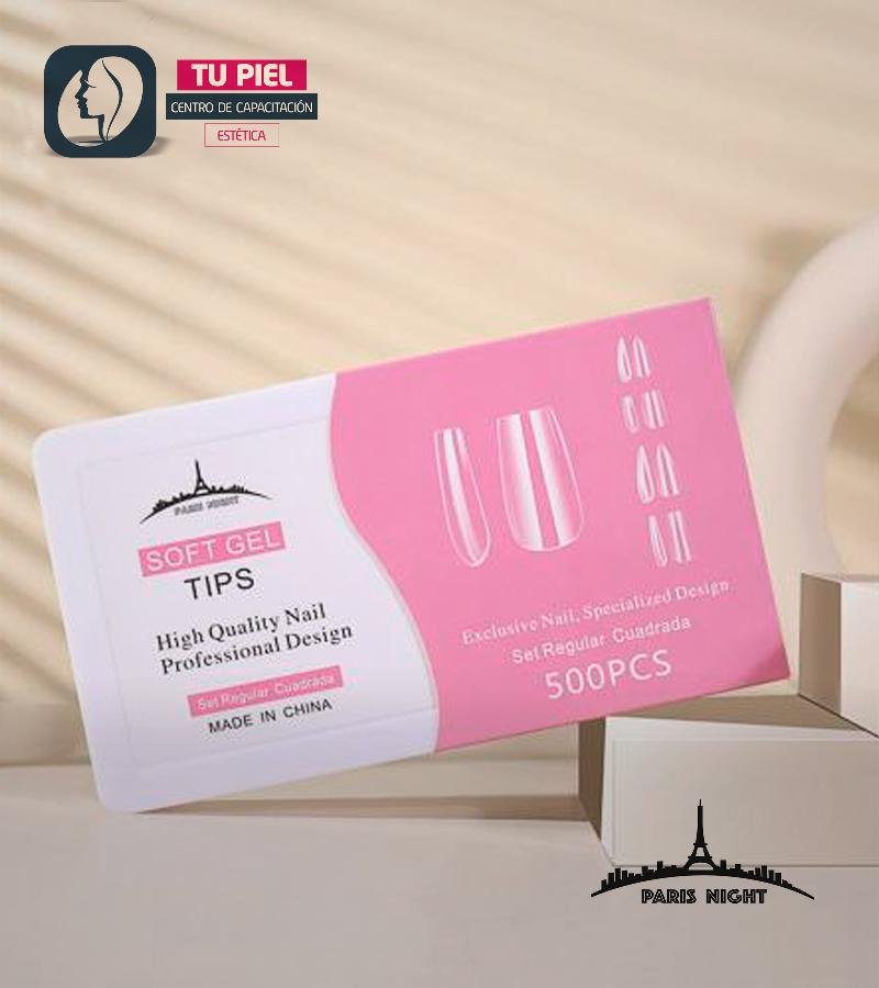 TIPS PRESS ON || SOFT GEL CUADRADO TRANS MEDIUM x500pcs EN CAJA