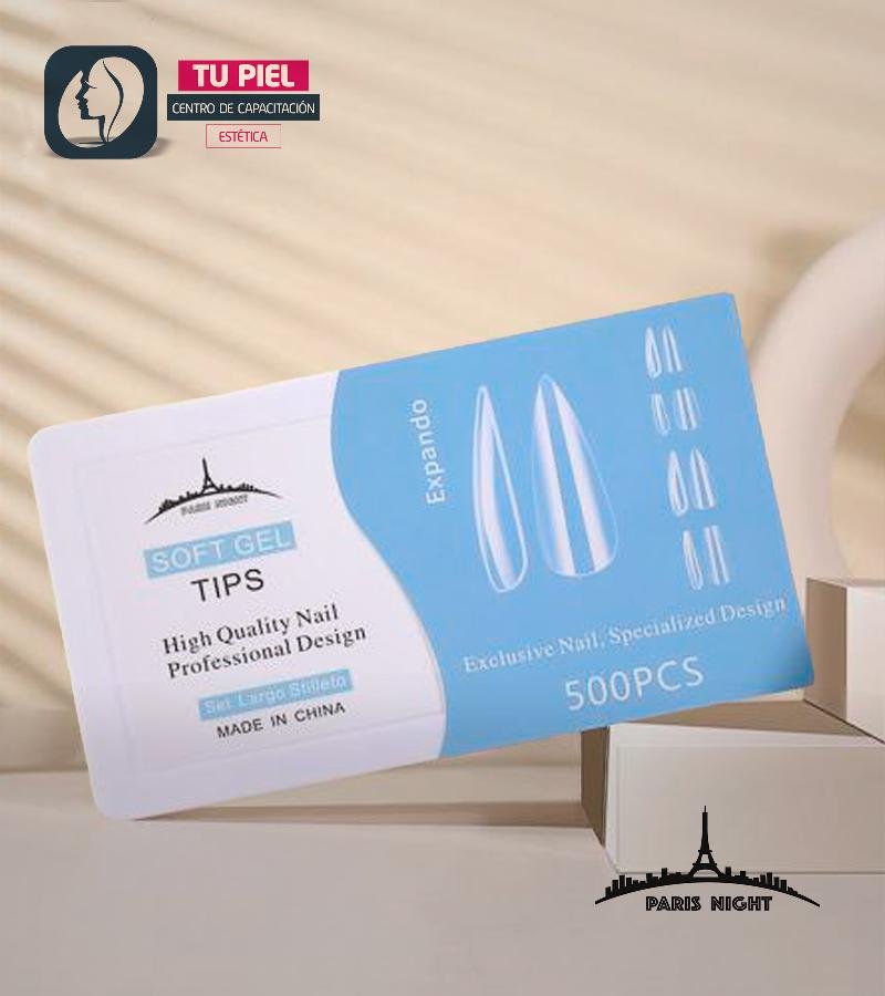 TIPS PRESS ON || SOFT GEL STILETTO TRANS LARGE x500pcs EN CAJA