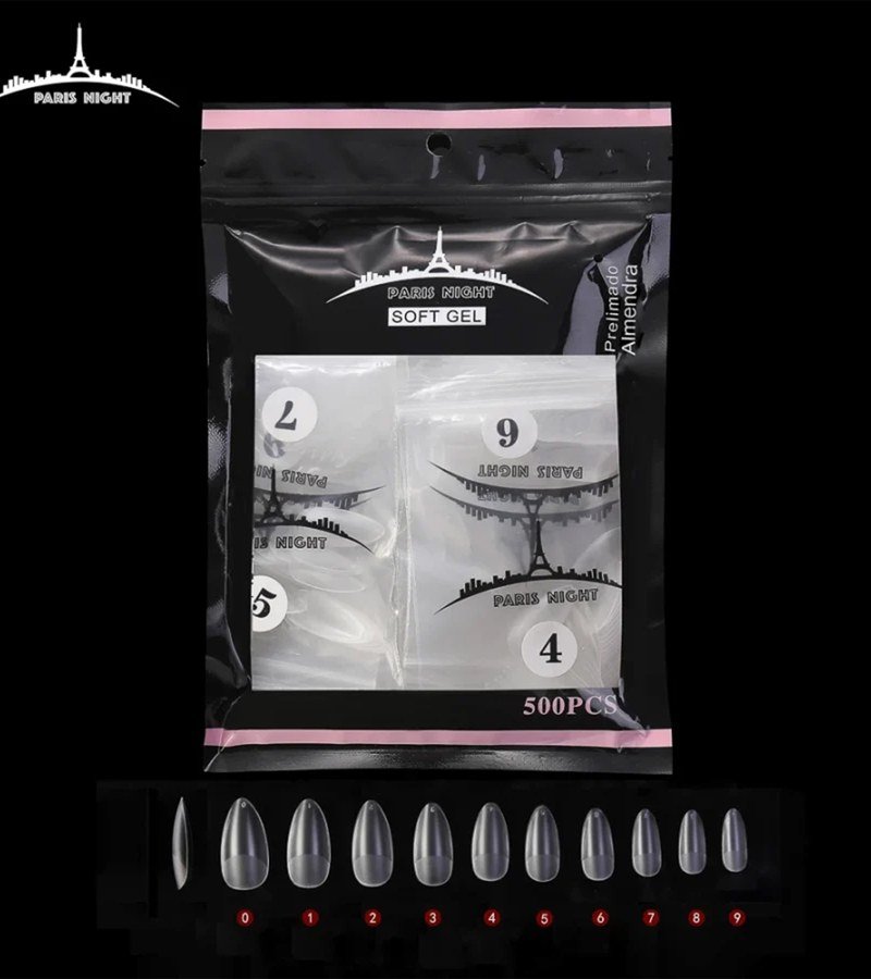 TIPS SOFT GEL PRELIMADO ALMENDRA x500 EN BOLSA