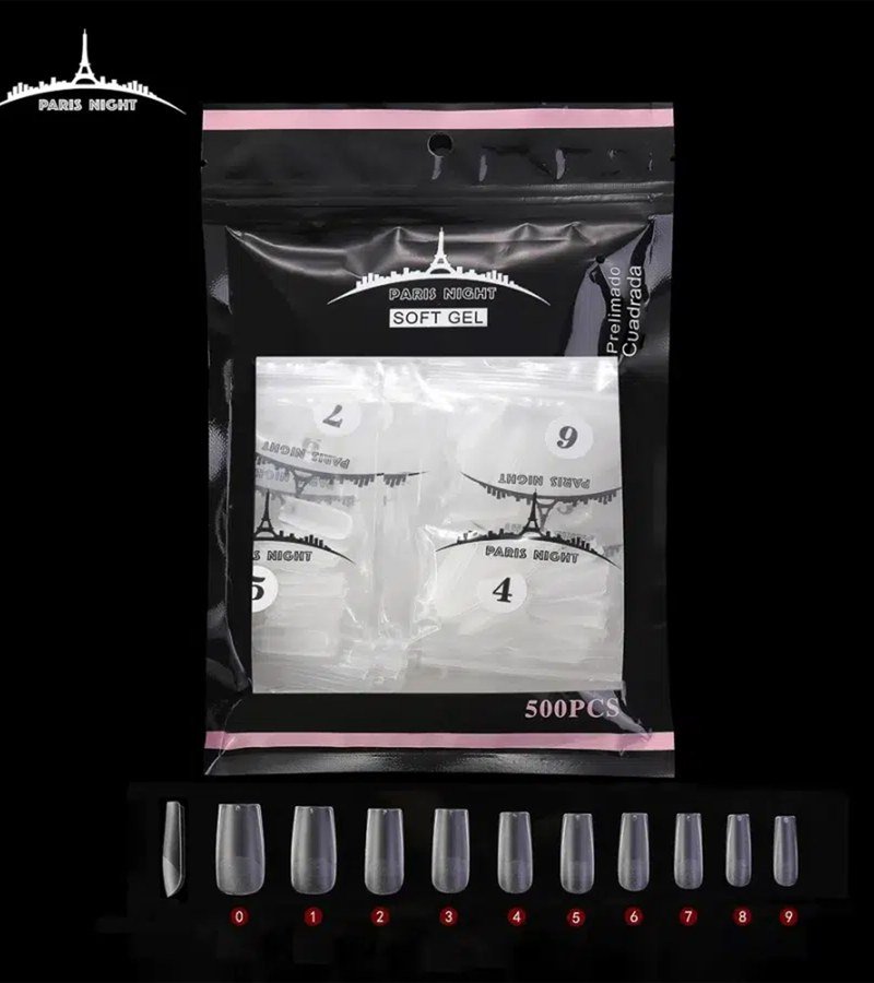 TIPS SOFT GEL PRELIMADO CUADRADA x500 EN BOLSA